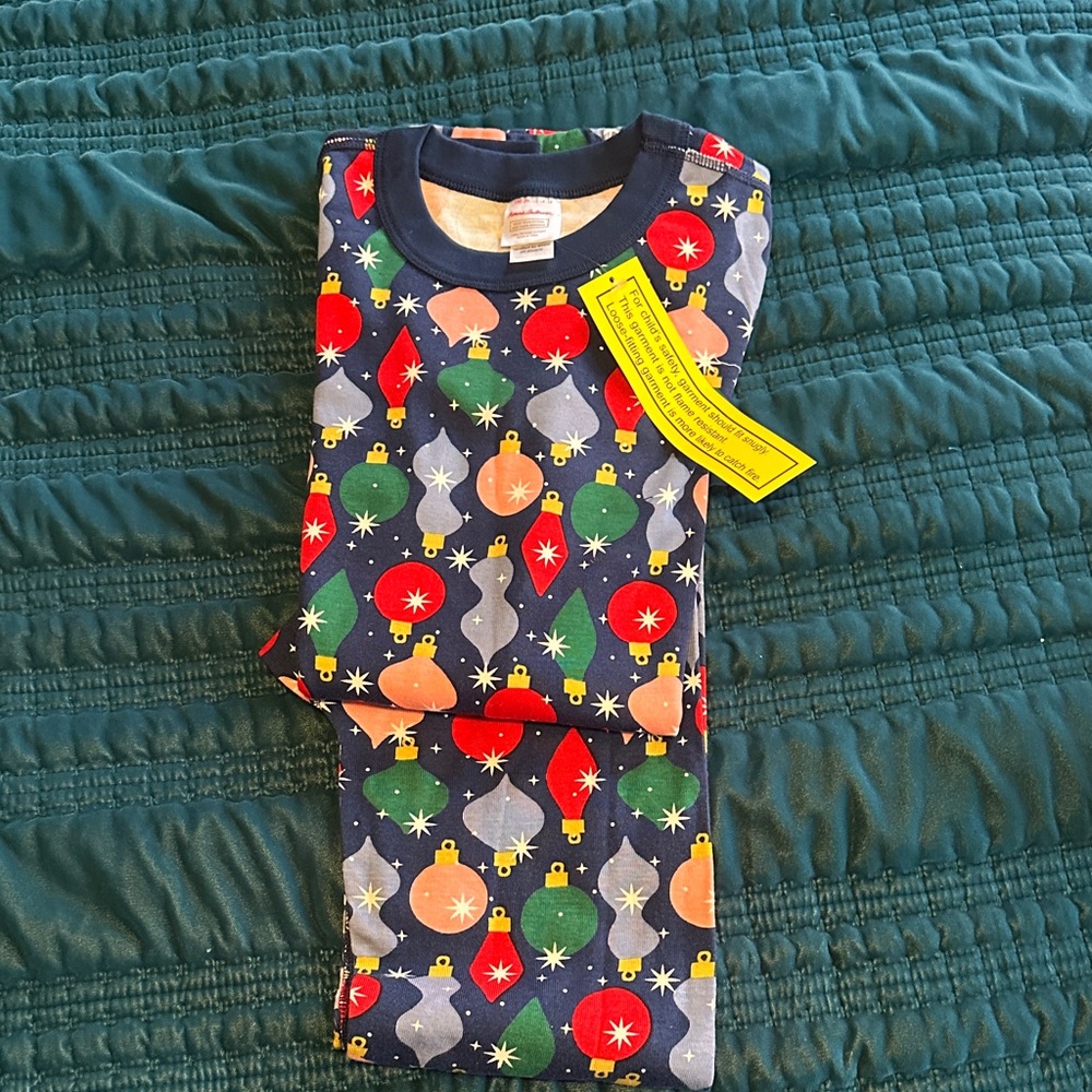 Hanna Andersson Kids Pajama Set - Navy and Multicolor Ornaments